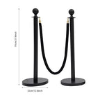 Crowd Control Stanchion Set, 4 Packs Stanchion Set with 4.92 ft/1.5 m Black Retractable Belt and 2 Ropes, Black Crowd Control Barrier for Theaters, Parties, Wedding, Exhibition