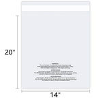 iMailer - 100 Count - 14" x 20" Clear Plastic Poly Bags with Suffocation Warning Self Seal 1.6 Mil for Clothing, T-Shirts, Pants-Resealable Adhesive,Not Strong