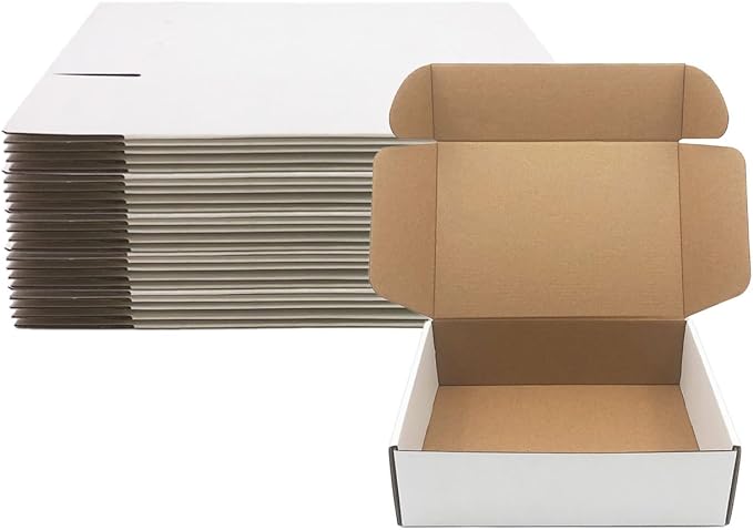 10x7x3 inch Shipping Boxes Set of 25，White Corrugated Cardboard Box for Mailing Literature Mailer Small Business Shipping Packing Gifts Digest Size Book Giving Products (10 x7 x 3 Inches)