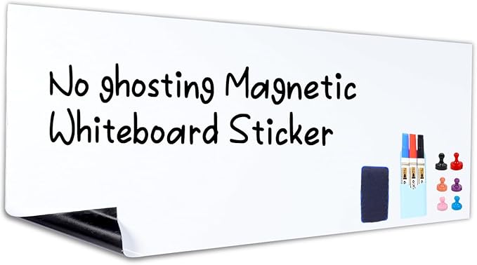 HAMIGAR Magnetic Whiteboard Contact Paper 48" x 71" Dry Erase White Board Sticker for Wall Stick on White Board Peel and Stick Wallpaper Adhesive Poster with Marker, Magnetic Eraser and Magnets