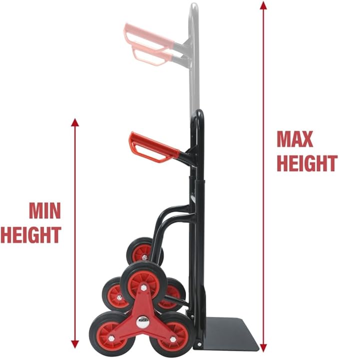 Folding Stair Climbing Dolly, 330 Lb Capacity Manual Truck Heavy-Duty Stair Climbing Hand Truck Trolley with Telescoping Handle and 6 Wheels