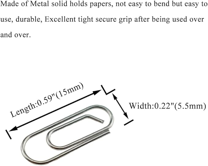 HAHIYO Paper Clips Sturdy 0.59 inches Length 50 Pack Mini Paperclips Heavy Duty Tight Grip Rust Proof Reusable Metal Bright Silver for Home Office School