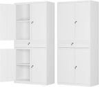 Metal Storage Cabinet,Tall File Cabinet with 2 Adjustable Shelves and Drawer,Lockable Steel Tool Cabinet for Home Office Garage School Warehouses