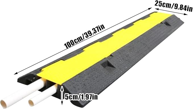 Hose Protector – Rubber Traffic Cord Ramp, Weather-Resistant Heavy-Duty Cable Hider, Multifunctional Road and Warehouse Safety Device, Outdoor Indoor Gravel Protection, Industrial Equipment Accessory