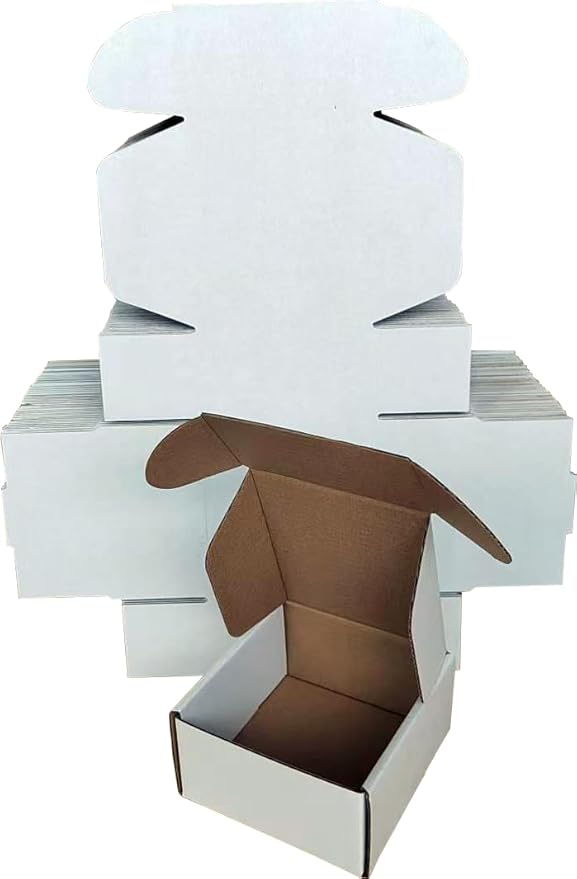 Shipping Boxes Corrugated Cardboard Mailer Boxes Literature Mailer for Packaging Small Business Craft Gifts Giving Products (White, 4x4x2)