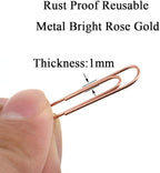 HAHIYO Paper Clips Sturdy 1.1 inches Length 300 Pack Paperclips Heavy Duty Tight Grip Rust Proof Reusable Metal Bright Rose Gold for Home Office School