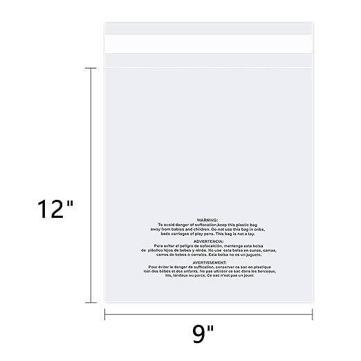iMailer - 100 Count - 10" x 13" Clear Poly Bags with Suffocation Warning Bags for Prints, Photos, Documents, Clothing, T-Shirt - Resealable Adhesive