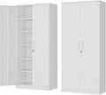 Metal Storage Cabinet-72” Tall Steel File Cabinets with Lockable Doors and 5 Adjustable Shelves-White Steel Storage Cabinet for Home, School, Office, Garage