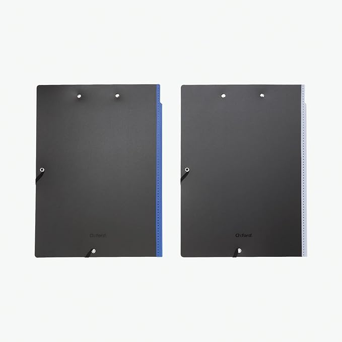 Oxford Clipboard Folio with Storage, 4 Pockets, Penholder, 2 Pack, 2 Color Combos (Gray/Black, Blue/Black), Great Nursing, Office, Classroom Clipboard (82177)