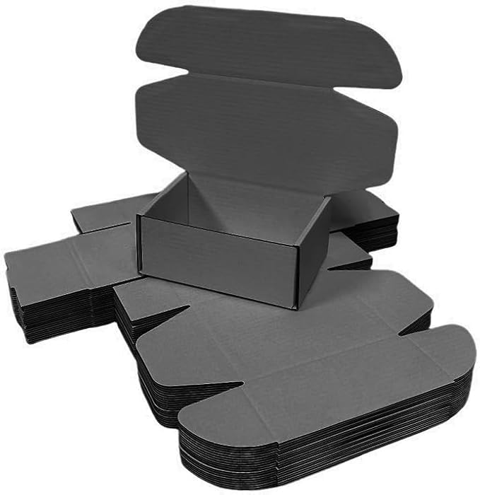 50 Pcs 4.3 x 3.1 x 2 inches Mini Size Corrugated Cardboard Gift Boxes Recyclable Shipping Boxes for Packing Jewelry Ornament Gift Craft Packaging Supplier (Dark Gray, 4.3 x 3.1 x 2")
