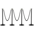 RoadHero Plastic Stanchion Post, Black Velvet Ropes and Poles with Weighted Base, Ropes Safety Barriers for Crowd Control, Party and Movie Theater, 4 PCS