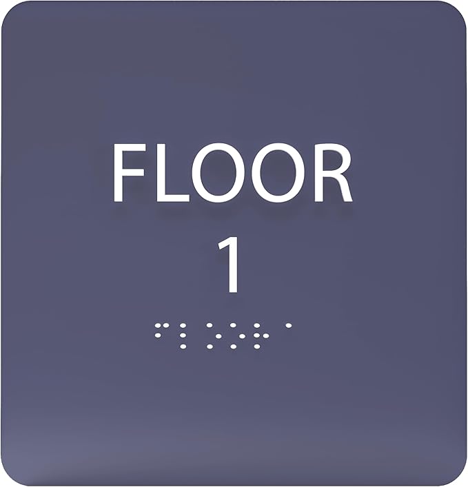 Navy ADA Floor 1 Sign with Braille – Made from Durable Acrylic and Ready to Mount