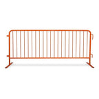Angry Bull Barricades Heavy Duty Crowd Control Metal Interlocking Barricade with Flat No-Trip Feet - 8.5 Ft. (Safety Orange) (10 Pack)