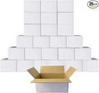 PETAFLOP 9x6x4 Shipping Boxes White Cardboard Mailing Boxes Single Wall Corrugated Box, 25 Pack