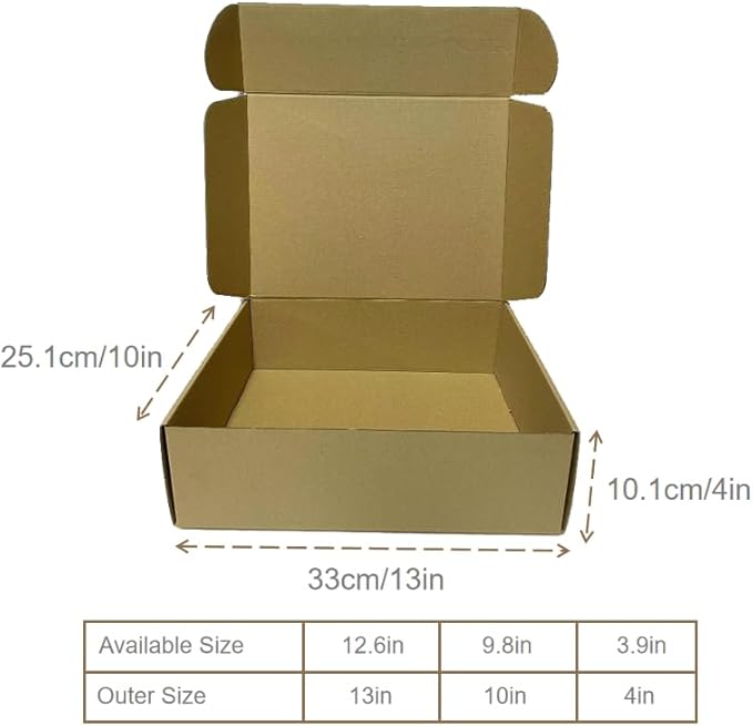 13x10x4 Inch Set of 18 Pack Brown Corrugated Shipping Boxs - Cardboard Boxes for Mailing, Packing and Literature Mailer Boxes, Small Business Mailing Bulk