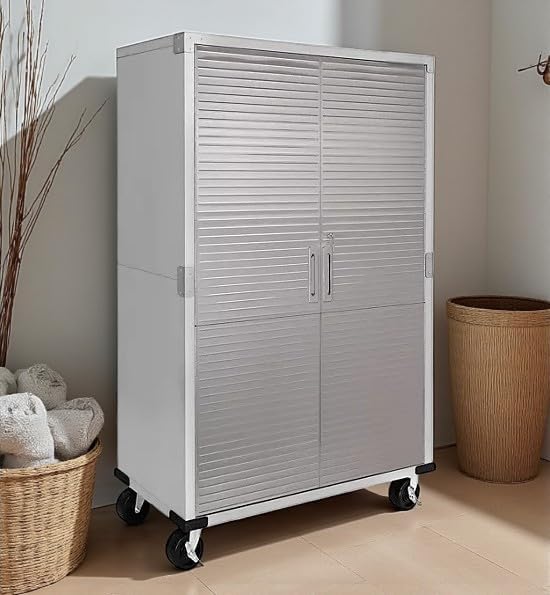 Heavy Duty Storage Solid Stainless Steel Cabinet with Lockable, Adjustable Shelf, Metal Garage Organizer (Granite, 48" W x 18" D x 72" H)