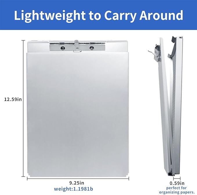 Aluminum Clipboard with Storage, Form Holder Steel Stainless Binder with Metal High Capacity Clip,Heavy Duty Made for Nurses Medical Personnel Jobsite Professionals Stationery Items