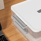 Portable Project Case Clear File Box with lids and Handle, Storage Containers for Stationery, Sewing, Art Craft, A4 Paper, 8.5" x 11" letters, Protecting Scrapbooks, Crafts, Office Supplies (2-Layer)