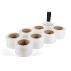 IDL Packaging 3" Stretch Wrap Mini Roll, 700 feet, 120 Gauge (Pack of 8) with a Plastic Handle Included – Industrial Grade Clear Plastic Wrap – Improved Protection for Packing, Moving, or Office