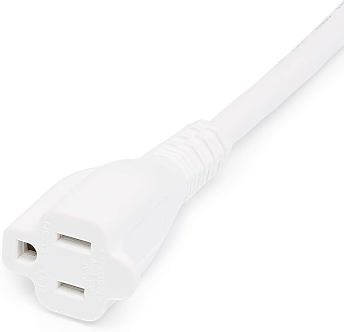 Amazon Basics Extension Cord, 13 Amps, 125V, 15 Foot, White - Pack of 2