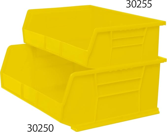 Akro-Mils 30255 AkroBins Plastic Storage Bins, Space-Saving Stackable Bins for Garage, Pantry, Craft Organization, 11-" x 16-" x 5-", Yellow, 6-Pack