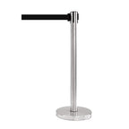 VIP Crowd Control Retractable Belt Stanchion Queue Safety Barrier Set, 36" Ht, 78" Belt + Wall Bracket (6 Satin Stainless Posts Black Belt + SFrame + WBracket)
