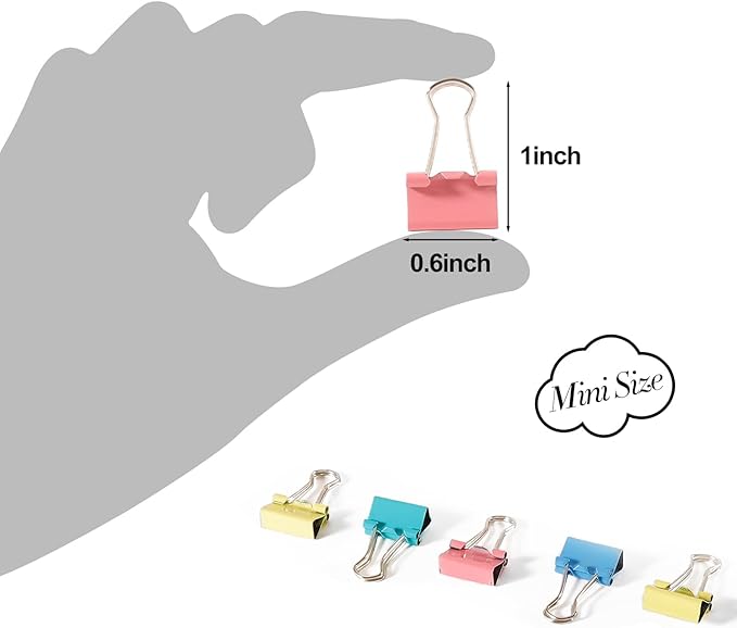 Ufmarine 120 Pcs Mini Binder Clips 15mm, Smal Binder Clips Colored for Office