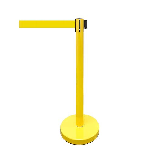 VIP Crowd Control Retractable Belt Stanchion Queue Safety Barrier Set, 36" Ht, 78" Belt + Wall Bracket (6 YEL Posts Yellow Belt + SFrame + WBracket)