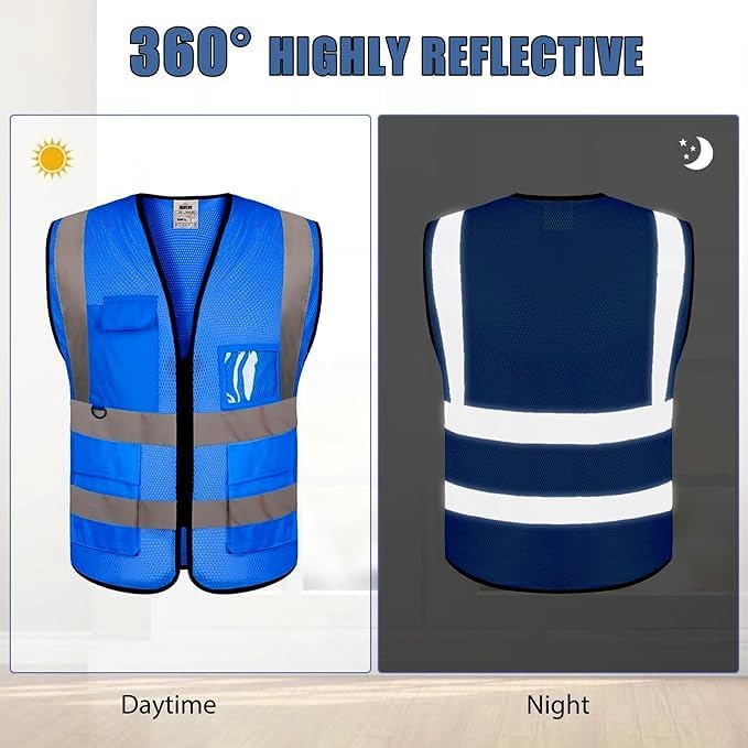 BeautyWill 10/20 Pack Custom Logo Safety Vest,Bulk High Visibility Class 2 Reflective Work Vests