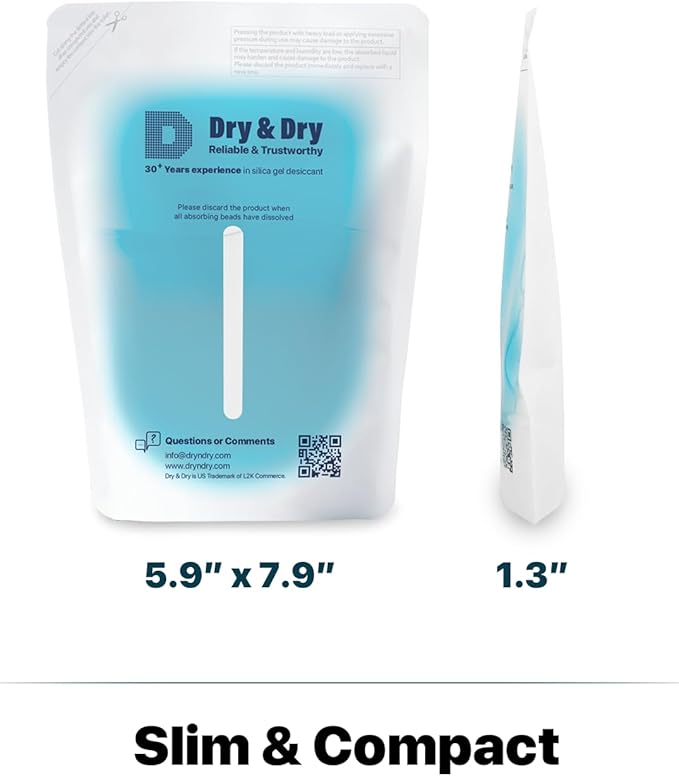 Dry & Dry 48 Pack White Moisture Absorbers - Dehumidifier for Basements, Closets, Bathrooms & Laundry Rooms - 4 Times Faster Absorption