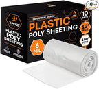 Xpose Safety Clear Plastic Sheeting 10 Pack – 12' x 100' Rolls – Heavy Duty 6 Mil Fire Retardant Poly Sheet – Waterproof, Dustproof, Vapor Barrier – for Construction, Painting, Industrial Use