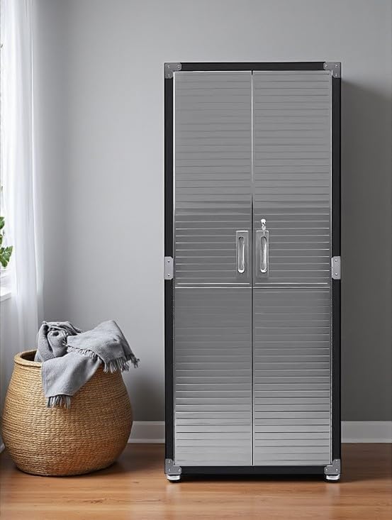 Heavy Duty Storage Solid Stainless Steel Cabinet with Lockable, Adjustable Shelf, Metal Garage Organizer (Graphite, 30" W x 18" D x 72" H)