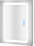 Fundin Lighted Medicine Cabinet with LED Light, Defogger, Dimmer, Outlet and USB Charger, Recessed or Surface Mount, Aluminum Material,20W x 25.6H inch