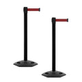 Crowd Control Warehouse CCW Series WBB-200 - Set of 2 Stanchion Retractable Belt Barriers - 11 Foot, Maroon Belt with Black Post - Easy Assembly
