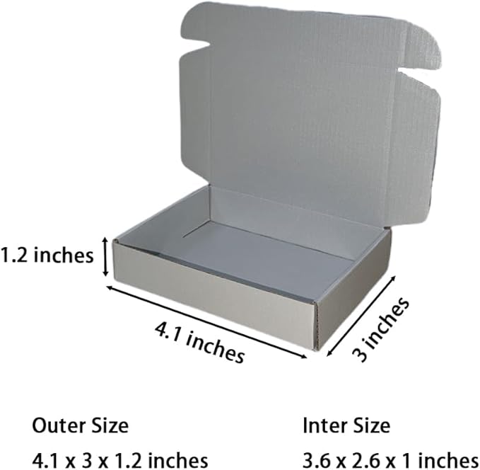 50 Pcs Mini Size Shipping Boxes for Small Business Cardboard Corrugated Mailer Boxes for Shipping Packaging Holidays Craft Gifts Giving Products (Silver, 4.1 x 3 x 1.2")