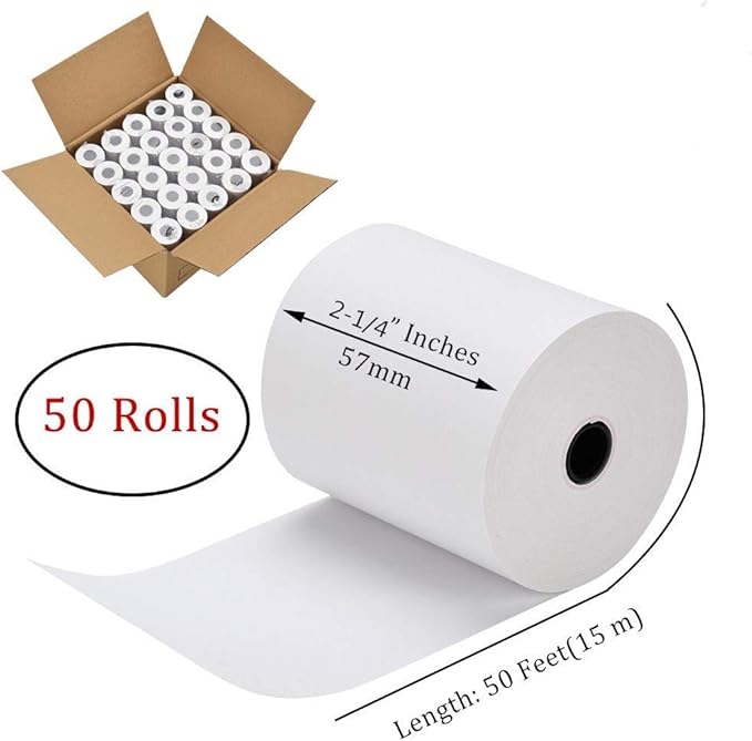 RyhamPaper 200 Rolls Thermal Receipt Paper, Thermal Paper 2 1/4" x 50' Pos Receipt Paper, Cash Register Rolls