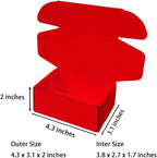 50 Pcs 4.3 x 3.1 x 2 inches Mini Size Corrugated Cardboard Gift Boxes Recyclable Shipping Boxes for Packing Jewelry Ornament Gift Craft Packaging Supplier (Red, 4.3 x 3.1 x 2")