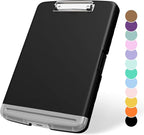 Plastic Clipboard with Storage, 8.5 x 11 Storage Organization Box Side-Opening, Heavy Duty Clip Board with Pen Holder and Paper Folder for Nurses, Teachers, Office & School Supply, Black