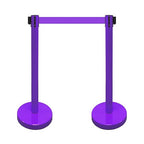 VIP Crowd Control Retractable Belt Queue Safety Stanchion Barrier Set, 36" Ht, 78" Belt + Wall Bracket (2 Purple Posts Purple Belt)