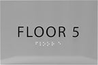 6" X4" Floor 5 Sign - ADA Compliant Tactile Graphics Grade 2 Braille Text | Wall Mount Plastic Directional Assistance, Floor Number Sign for Office, Schools, Hospitals, Apartments