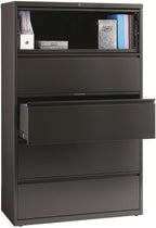 Pemberly Row 42-in Wide Metal 5 Drawer Lateral Filing Cabinet Charcoal