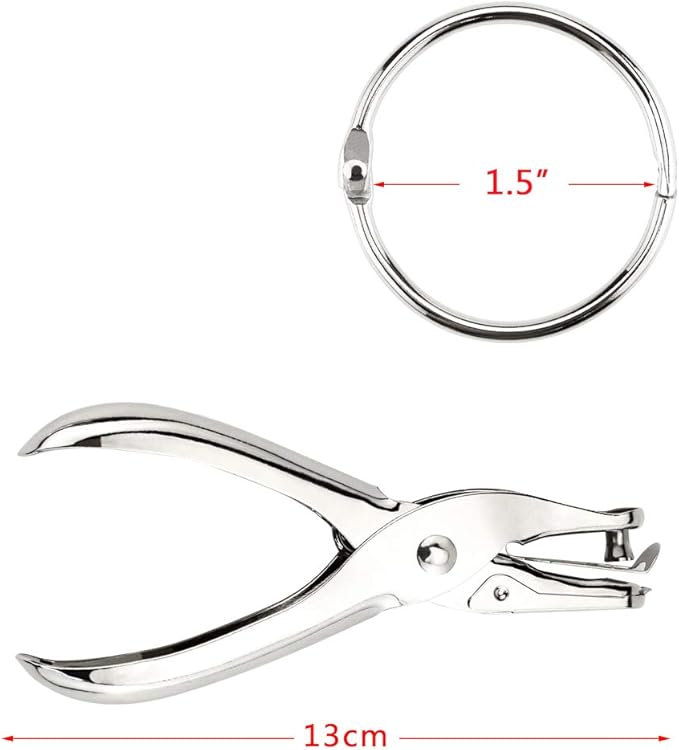 30 Pcs Book Rings 1.5 inch Nickel Plated Steel Binder Circles with Hole Puncher