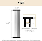 Lumizone Extra Tall Cat Gate Extension Kit 61.02" High Pressure Mounted 16.73" Extra Wide 1.37" Gap No Drilling Tall Pet Gate for Dogs (Black, 16.73" W)