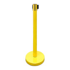 VIP Crowd Control Retractable Belt Stanchion Queue Safety Barrier Set, 36" Ht, 78" Belt + Wall Bracket (6 YEL Posts Blue Belt + SFrame + WBracket)