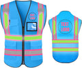 YOWESHOP High Reflective Visibility Safety Vest Custom Your Logo Safety Workwear with Reflective Strips and Front Zipper