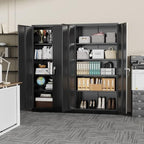 Greenvelly 72" H Metal Storage Cabinet, 36" W x 18" D Black Locking Metal Cabinet Garage Storage Cabinet with Doors and 4 Adjustable Shelves, Lockable Steel Cabinets for Home Office, Garage, School
