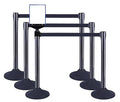 41" Black Crowd Control Stanchion Set, Stable Heavy-Duty Rubber Base with 10 Feet Retractable Belt Crowd Control Barriers, Retractable stanchions for Outdoor Safety (6 Pack)