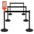 ECOSlGNS 6 Pack Commercial-Grade Stanchions with Retractable Belts - Black Stanchion Posts Set Crowd Control Barriers 10ft Line Dividers with Weighted Rubber Base & Sign Holders for Queue Management