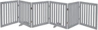 unipaws 120" Extra Wide Pet Gate, Free Standing Dog Gate for Doorways, Stairs, Foldable Puppy & Room Divider, Wooden Playpen for The House, Indoor Use (24" H, Grey)