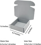 50 Pcs 6.3 x 6 x 1.6 inches Shipping Boxes for Small Business Cardboard Corrugated Mailer Boxes for Shipping Packaging Holidays Craft Gifts Giving Products (Gray, 6.3 x 6 x 1.6")